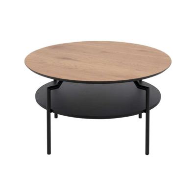 Leen Bakker - Salontafel Soto - Eikenkleur - Ø80 Cm - MDF - Zwart#Bruin
