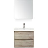 Dante Badmeubelset 60 cm - Craft Oak - Keramische Wastafel Wit Cover met Spiegelkast