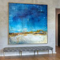 abstracte gouden schilderijen handgemaakt rijk getextureerd zeegezicht acryl schilderij moderne kunst aan de muur handgeschilderd kunstwerk folie groen olieverfschilderij voor woonkamer kantoor Lightinthebox - thumbnail