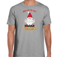 Fout kersttrui t-shirt voor heren - Kado Gnoom - grijs - Kerst kabouter