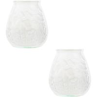 2x Witte lowboy tafelkaarsen 10 cm 40 branduren - thumbnail