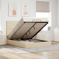 Ottoman bed met matras 140x200cm stof crèmekleurig