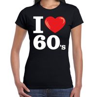 I love 60s / sixties t-shirt zwart dames - thumbnail