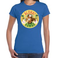 Hawaii feest t-shirt / shirt Aloha Hawaii blauw voor dames