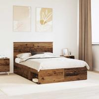 Bedframe met hoofdeinde Oudhout 140 x 200 cm Massief grenenhout