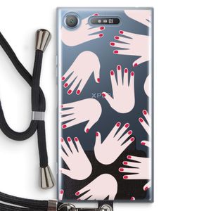 Hands pink: Sony Xperia XZ1 Transparant Hoesje met koord
