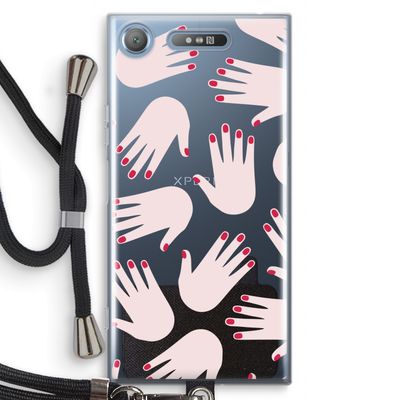 Hands pink: Sony Xperia XZ1 Transparant Hoesje met koord