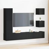 TV-kast Set 6 pcs Zwart eiken 160 x 30 x 30.5 cm Bewerkt hout