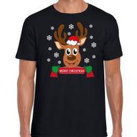 Fout kersttrui t-shirt voor heren - Rendier - zwart - Merry Christmas - thumbnail