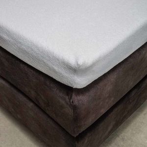 Badstof Topper Hoeslaken - 180x200 cm - Taupe - Fresh and Co - Dekbed-Discounter.nl