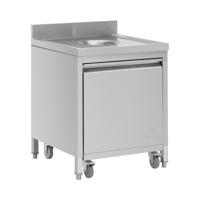 Vuilnisbak met rolcontainer - 50 l - inwerpopening - frontuittrek - opstand - RVS - Royal Catering