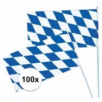100x Oktoberfest Beieren zwaaivlaggen blauw/wit - thumbnail