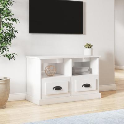 Tv-meubel 80x35x50 cm bewerkt hout hoogglans wit