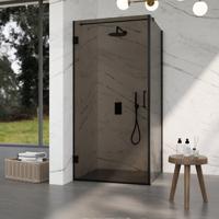 Fortifura Galeria Douchecabine - 90x80x200cm - scharnieren - deurgreep - vlak - rookglas - Mat zwart SW1122558/SW1122561/SW797905/SW797939 Fortifura Galeria Douchecabine - 90x80x200cm - scharnieren - deurgreep - vlak - rookglas - Mat zwart SW1122558/SW1122561/SW797905/SW797939