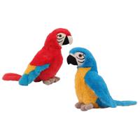 Knuffeldier Papegaaien - set 2x - zachte pluche stof - premium knuffels - blauw/rood - 24 cm - thumbnail