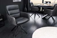 Draaibare designstoel BIG GEORGE Zwart Antraciet Echt Lederen Microvezel met Armleuningen - 43636
