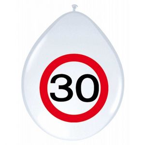 8x stuks Ballonnen 30 jaar verkeersbord versiering