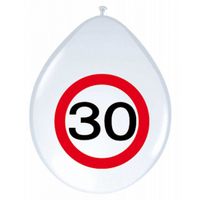 8x stuks Ballonnen 30 jaar verkeersbord versiering