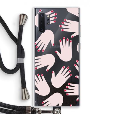 Hands pink: Samsung Galaxy Note 10 Plus Transparant Hoesje met koord