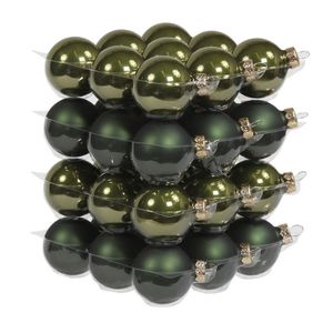 36x Donker groene glazen kerstballen 4 cm mat/glans