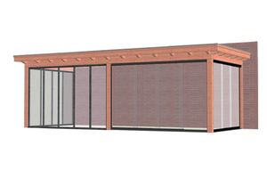 Aanbouwveranda Lucca 790x325 cm - Plat dak - Combinatie 1- - Onbehandeld lariks Douglas hout- Trendhout