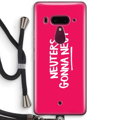 Neuters (roze): HTC U12+ Transparant Hoesje met koord