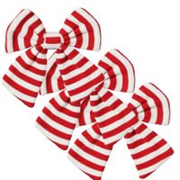 Kerst ornament strikken - 3x -rood/wit gestreept - 20 x 17 cm - polyester