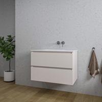 Adema Chaci Badkamermeubelset - 80x46x55cm - 1 keramische wasbak wit - zonder kraangaten - 2 lades - mat cotton (beige) SW773926/SW1212765