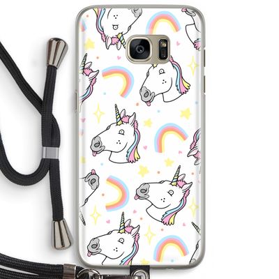 Rainbow Unicorn: Samsung Galaxy S7 Edge Transparant Hoesje met koord