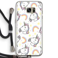 Rainbow Unicorn: Samsung Galaxy S7 Edge Transparant Hoesje met koord
