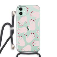 Hands pink: iPhone 11 Transparant Hoesje met koord