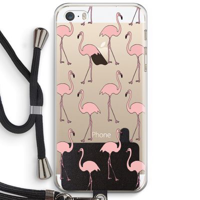 Anything Flamingoes: iPhone 5 / 5S / SE Transparant Hoesje met koord