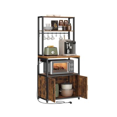 Keukenrek met kast en stopcontacten, vintagebruin-zwart