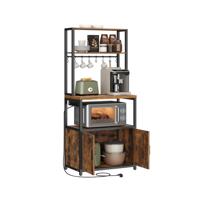 Keukenrek met kast en stopcontacten, vintagebruin-zwart