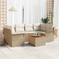 Tuinbankenset met kussen 7 pcs Beige poly rattan