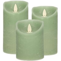 Set van 3x stuks Jade Groen LED kaarsen met bewegende vlam