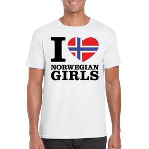 I love Norwegian girls t-shirt wit heren 2XL  -