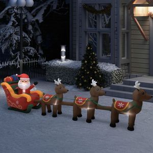 VidaXL Kerstdecoratie opblaasbaar kerstman en rendieren led 490 cm