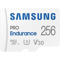 Samsung pro endurance 256 gb microsdxc (2022) geheugenkaart (wit, uhs-i u3, class 10, v30, incl. sd-adapter)