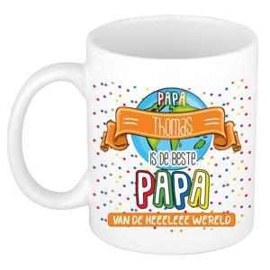 Naam mok papa Thomas - wit - de beste - keramiek - 300 ml - Vaderdag/verjaardag