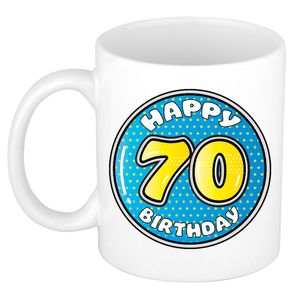 Verjaardag cadeau mok - 70 jaar - blauw - 300 ml - keramiek