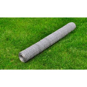 VidaXL Kippengaas 25x1 m gegalvaniseerd staal zilverkleurig