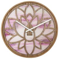 Wandklok 40 cm - Stil - Roze - Hout - "Lotus"