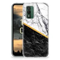 Nokia XR21 | TPU | Siliconen hoesje | Marmer Wit Zwart - Origineel Cadeau Man