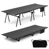 Verstelbaar Veldbed Campingbed met Beenverlengingen & Zijzak & Netzak
