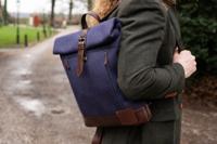 Bonnie - Tweed Roll Top Backpack - Blauw/Bruin | Peaky Blinders