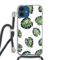 Tropische bladeren: iPhone 12 mini Transparant Hoesje met koord
