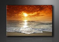 Schilderij - Strand Zee, Oranje, 80X60cm, 1luik