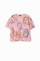 T-shirt arty gezichten - RED - M