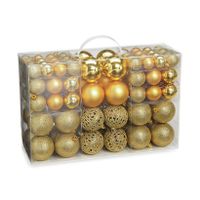 100x stuks kunststof kerstballen goud 3, 4 en 6 cm   - - thumbnail